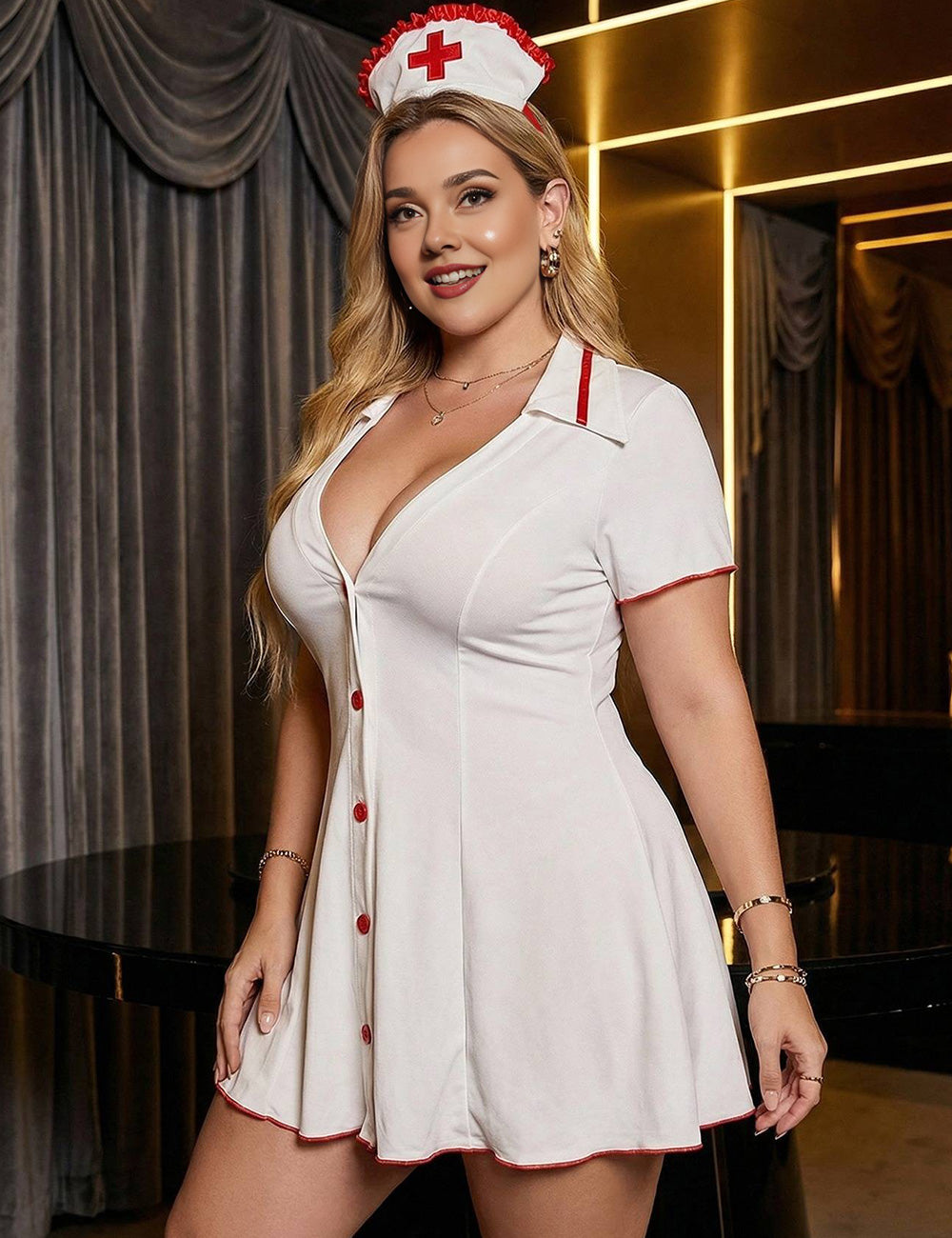 Plus Size Sexy Nurse Mini Dress Costume