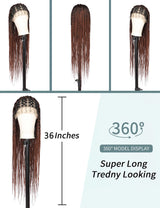 36 Inch Knotless Full Double Lace Box Braided Wigs-5