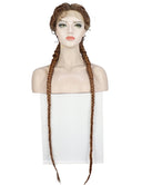 36 Inch Lace Front 2 Dutch Braids Cornrow Braided Wigs-10