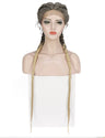 36 Inch Lace Front 2 Dutch Braids Cornrow Braided Wigs-11