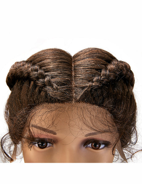 36 Inch Lace Front 2 Dutch Braids Cornrow Braided Wigs-13