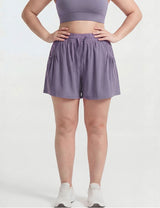Women Plus Size Breathable Workout Shorts Loose Yoga Shorts