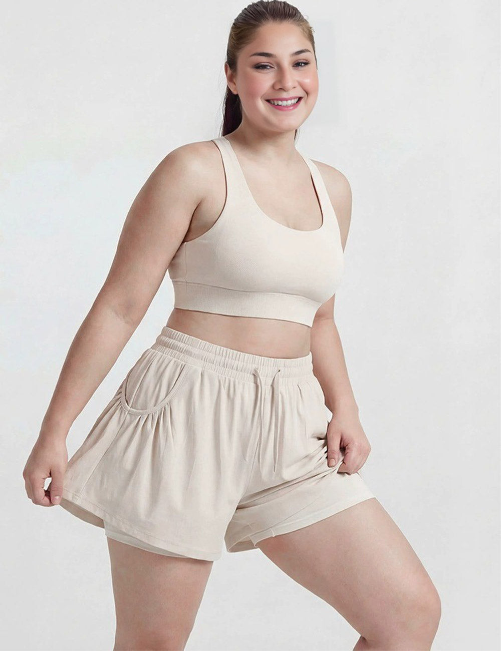 Women Plus Size Breathable Workout Shorts Loose Yoga Shorts