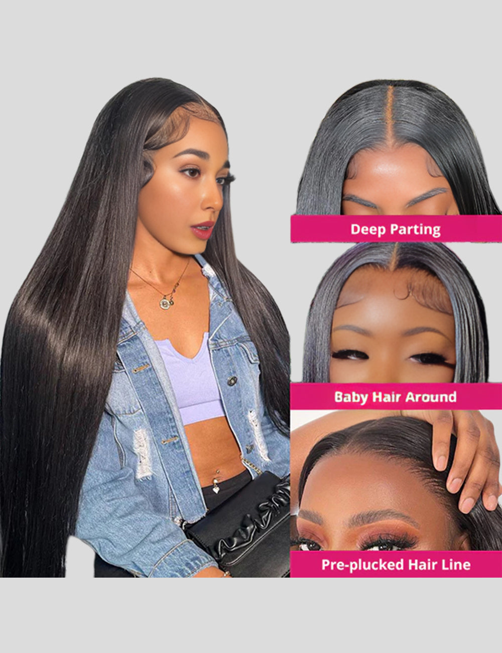 4x4 Lace Closure Wig Straight Hair Wig 250% Density 30 Inch Brazilian Human Hair Wig-3