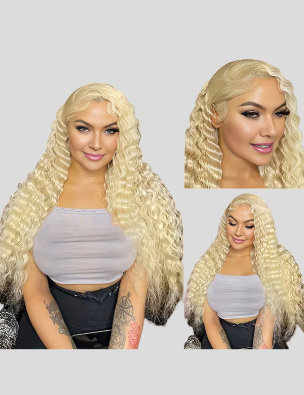 613 Deep Wave Wig Blonde Human Hair Lace Front Wigs HD Transparent 13x4 Lace Front Wig