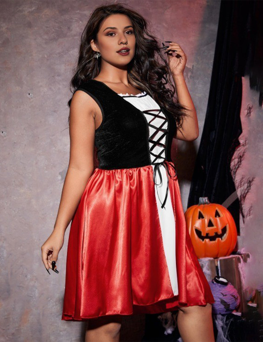 Plus Size Red Cape Witch Halloween Costume