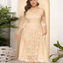 8XL Women Plus Size Evening Dress Hollow Lace Pocket Dress-3