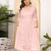 8XL Women Plus Size Evening Dress Hollow Lace Pocket Dress-6