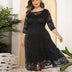 8XL Women Plus Size Evening Dress Hollow Lace Pocket Dress-7