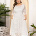 8XL Women Plus Size Evening Dress Hollow Lace Pocket Dress