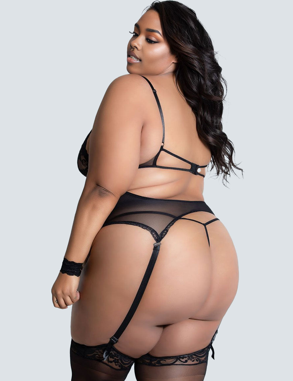 8XL Women Plus Size Lace Temptation Front Strap Garter Babydoll-1