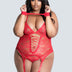 8XL Women Plus Size Lace Temptation Front Strap Garter Babydoll-3