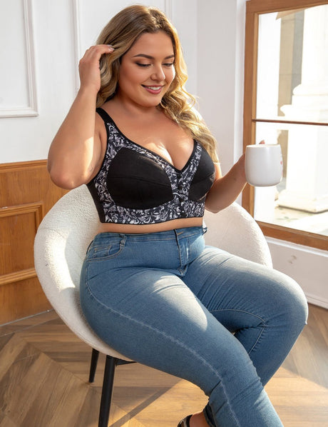 8XL Women Plus Size Frontal Seamless Printed Bra | PRUSES - PRUSES