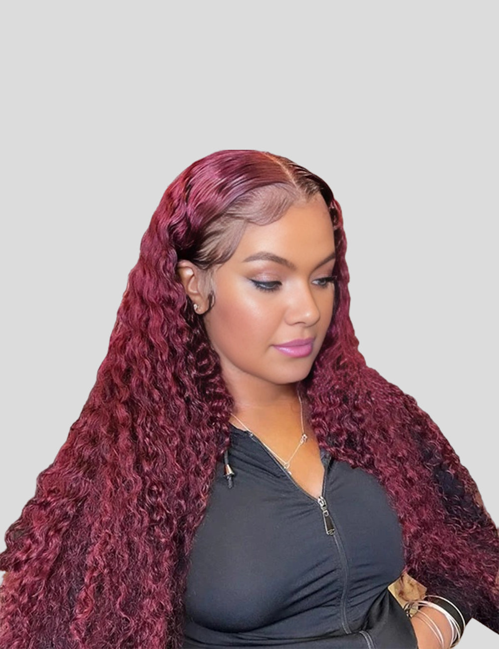 99J Burgundy Lace Wig Curly 13x4 Frontal Lace Wigs Pre Plucked Human Hair Wigs-1