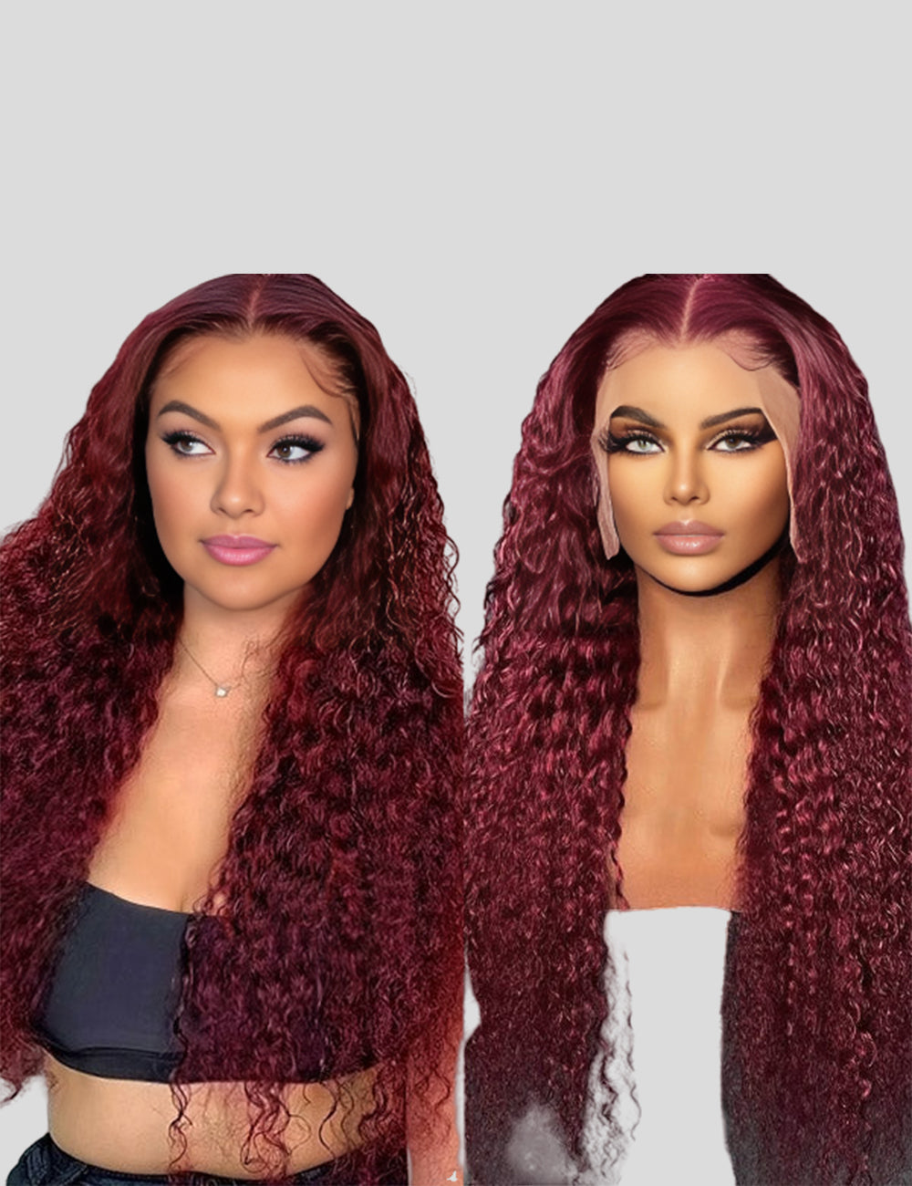 99J Burgundy Lace Wig Curly 13x4 Frontal Lace Wigs Pre Plucked Human Hair Wigs