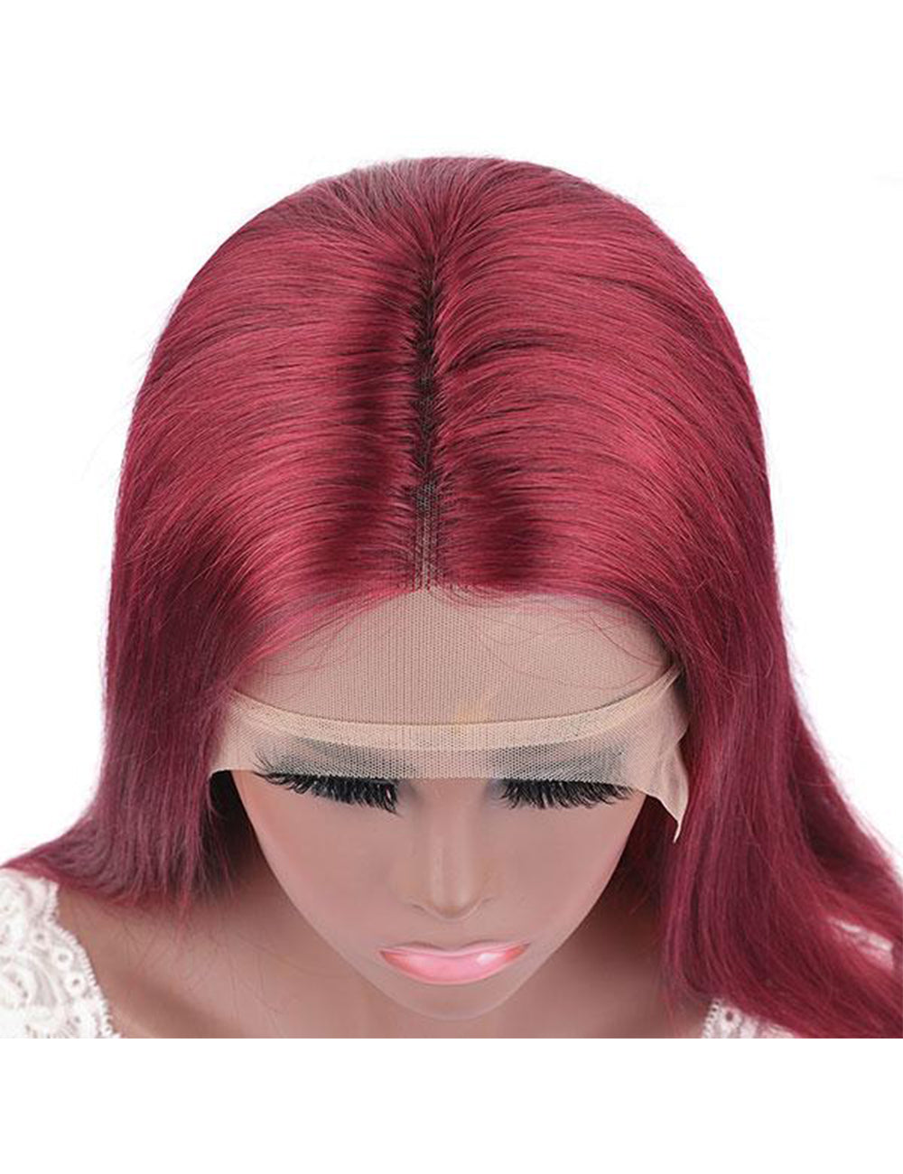 99J Burgundy Lace Wig Transparent T Lace Part Wig Straight Human Hair Wigs Beauty-4