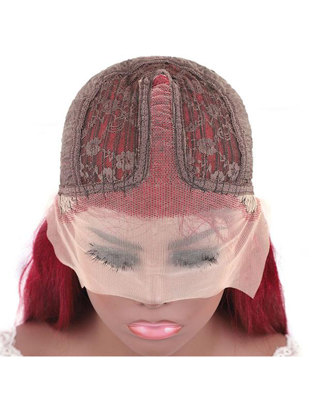 99J Burgundy Lace Wig Transparent T Lace Part Wig Straight Human Hair Wigs Beauty-5