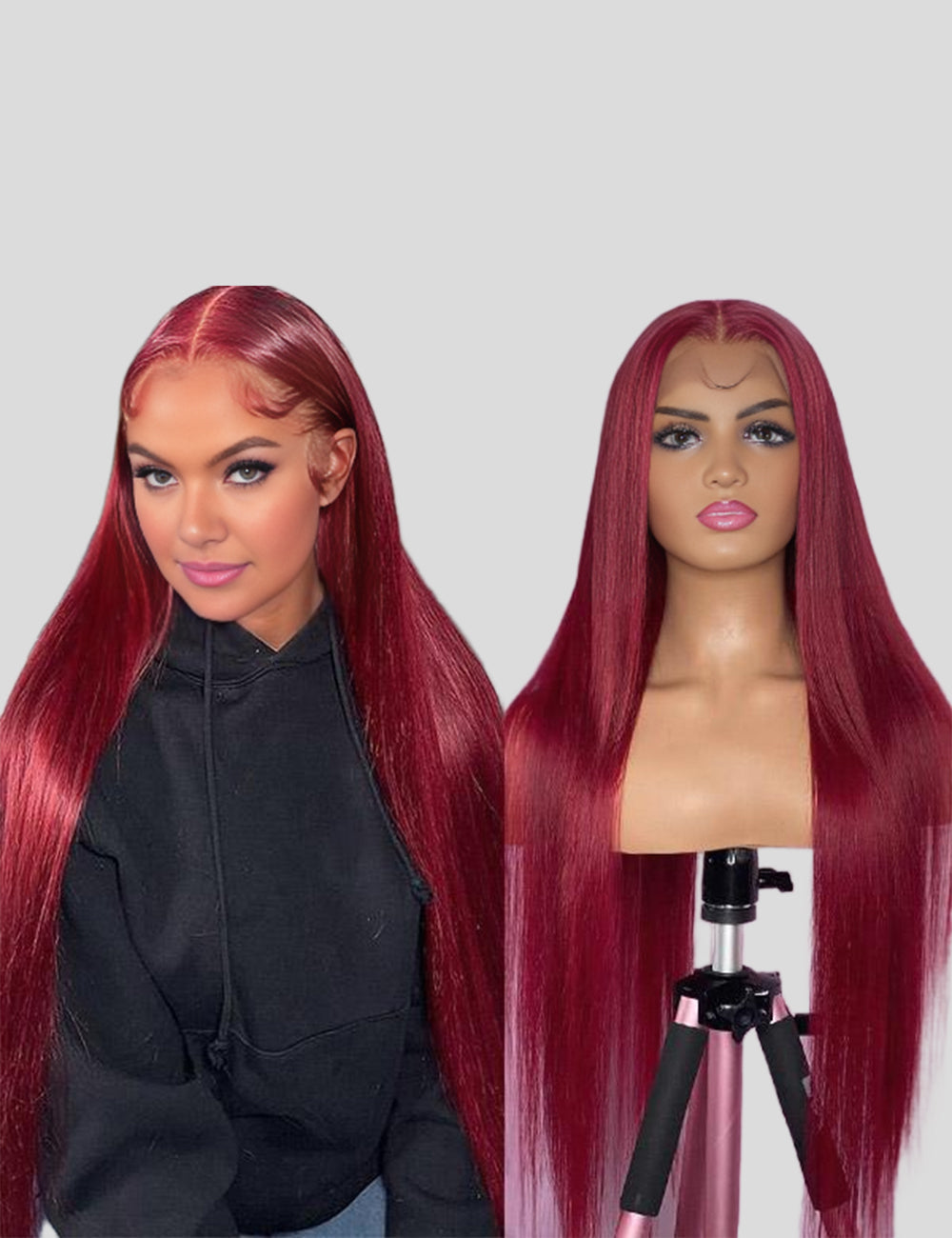 99J Lace Front Wig Burgundy Human Hair Wig Transparent HD Lace Wig Straight and Body Wave Human Hair Wigs