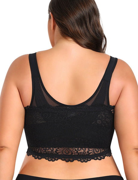 9XL Women Plus Size Black Full Cup Thin Bra for Side Breasts-8