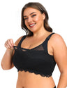 9XL Women Plus Size Black Full Cup Thin Bra for Side Breasts
