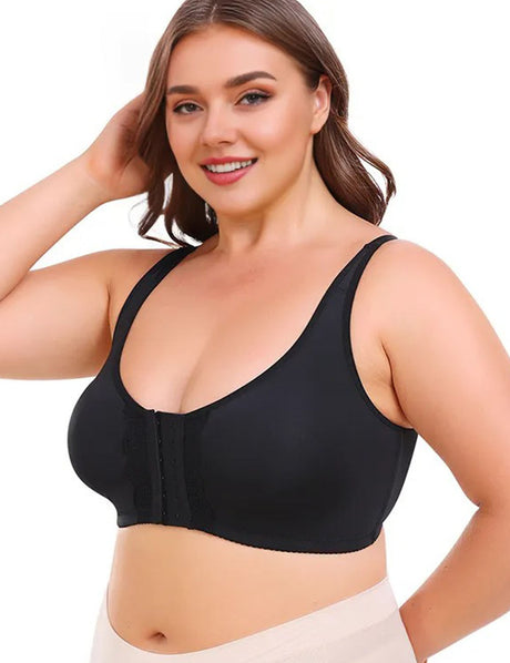 9XL Women Plus Size Front Closure Posture Wireless Back Support Bra | PRUSES-2