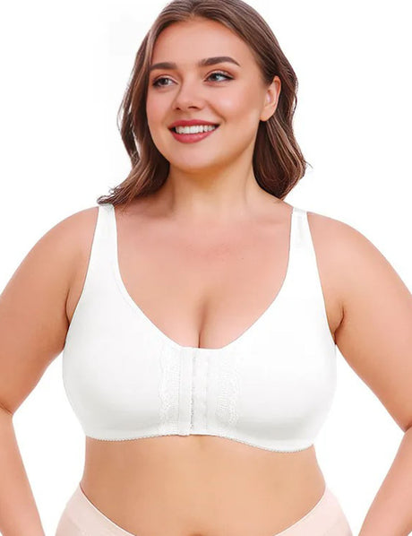 9XL Women Plus Size Front Closure Posture Wireless Back Support Bra | PRUSES
