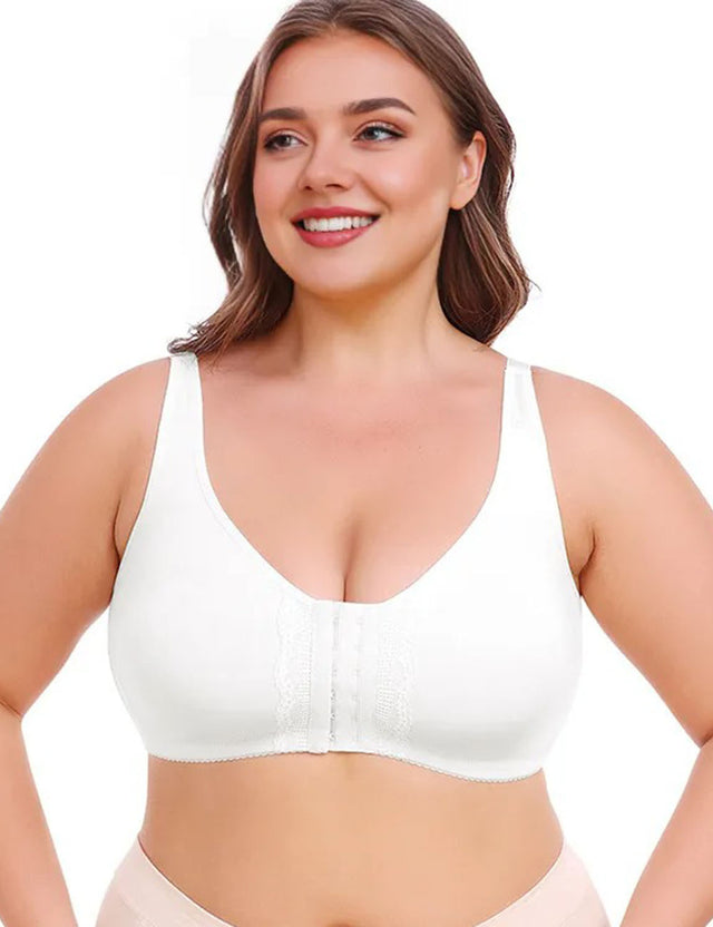 9XL Women Plus Size Front Closure Posture Wireless Back Support Bra | PRUSES