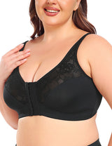 9XL Women Plus Size Lace Front Button Thin Bra | PRUSES-1