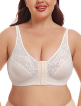 9XL Women Plus Size Lace Front Button Thin Bra | PRUSES-4