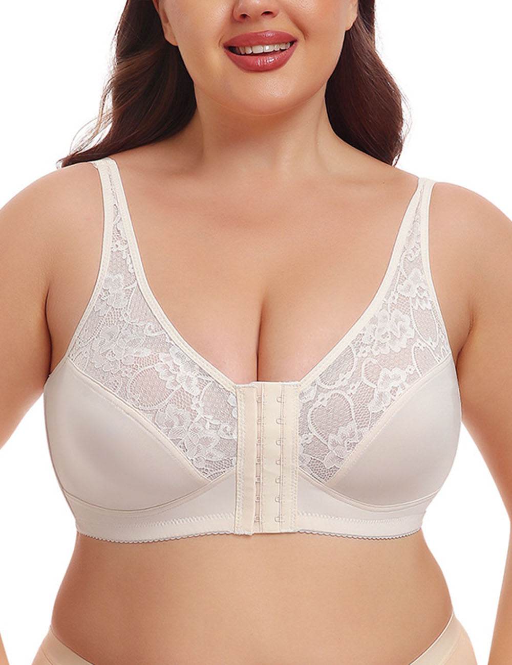 9XL Women Plus Size Lace Front Button Thin Bra | PRUSES - PRUSES