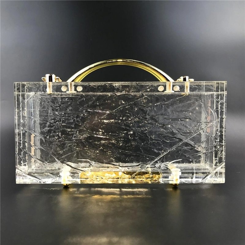 Acrylic Bubble Top Handle Clear Clutch Bag With Transparent Chain-3