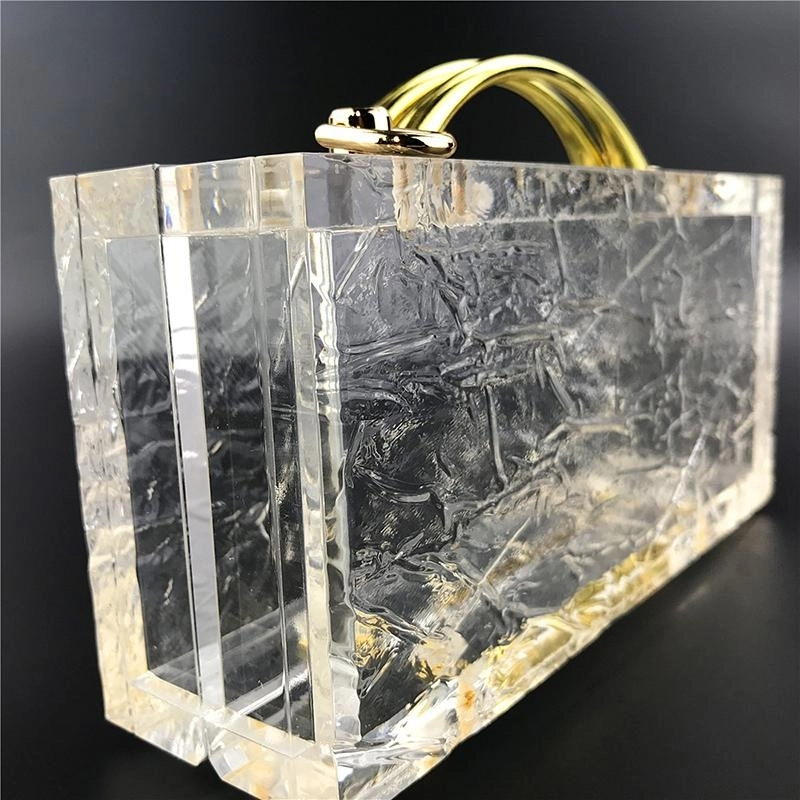 Acrylic Bubble Top Handle Clear Clutch Bag With Transparent Chain-4