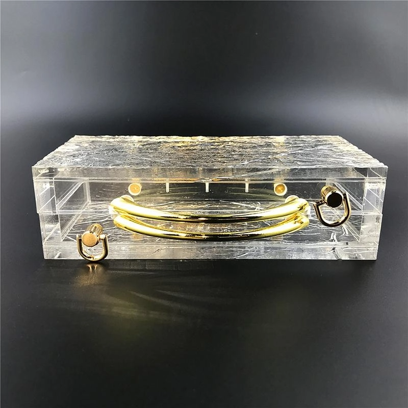 Acrylic Bubble Top Handle Clear Clutch Bag With Transparent Chain-6