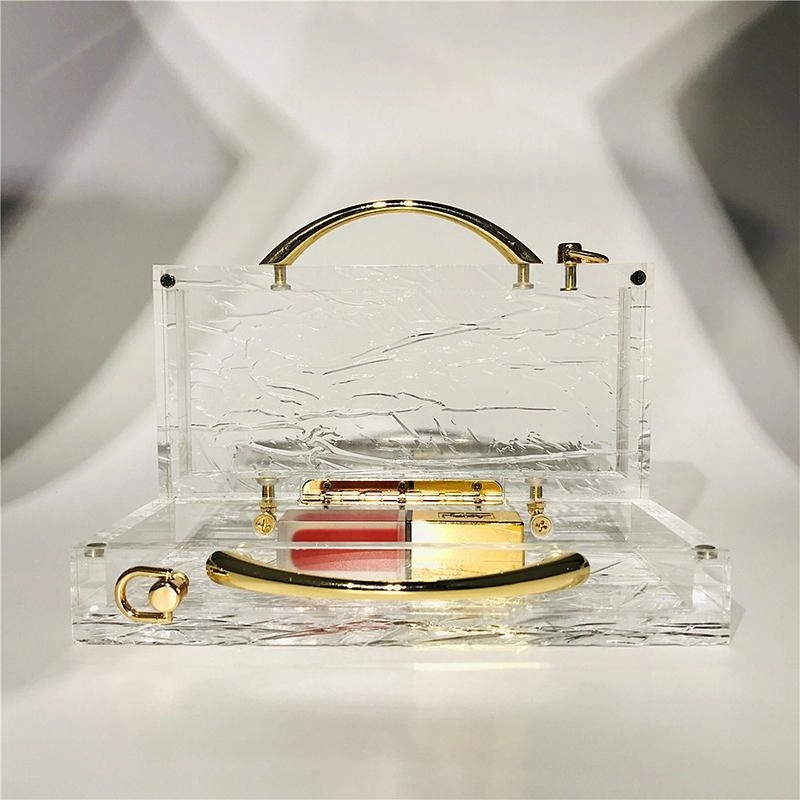 Acrylic Bubble Top Handle Clear Clutch Bag With Transparent Chain