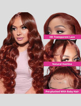 Auburn Hair HD Lace Frontal Wigs Human Hair Loose Deep Wave Wig With Baby Hair-3