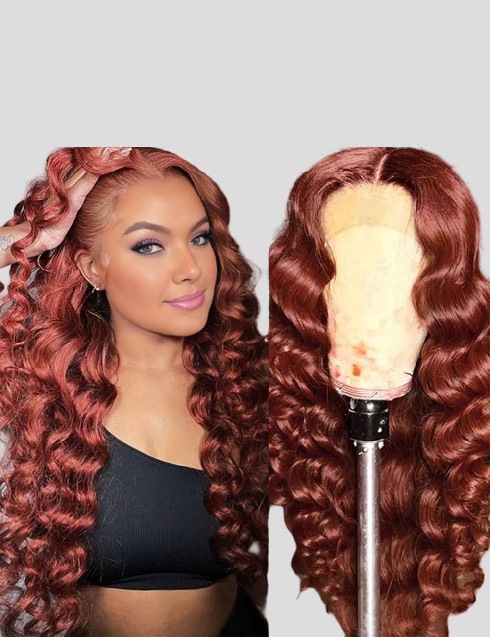 Auburn Hair HD Lace Frontal Wigs Human Hair Loose Deep Wave Wig With Baby Hair-4