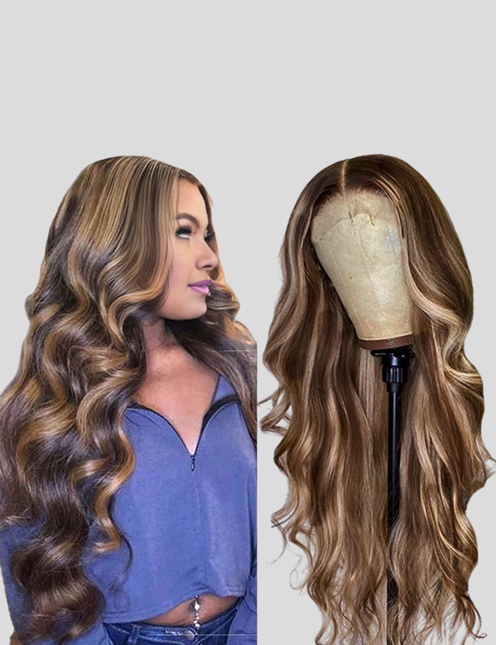 Balayage Highlight Wig 13x4 Lace Front Wig Body Wave Lace Frontal Human Hair Wigs P4/27-1
