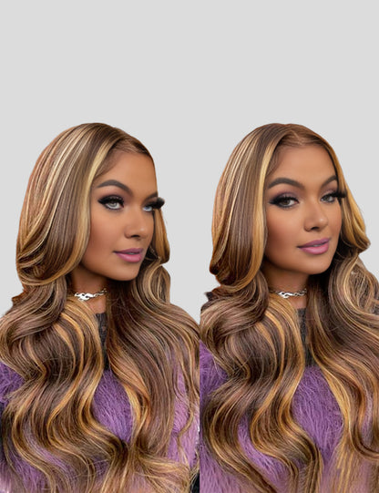 Balayage Highlight Wigs Body Wave 13x4 Lace Front Wigs HD Frontal Lace Wigs-1