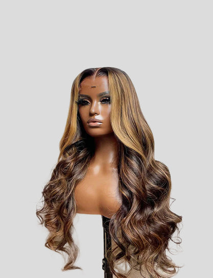 Balayage Highlight Wigs Body Wave 13x4 Lace Front Wigs HD Frontal Lace Wigs-4