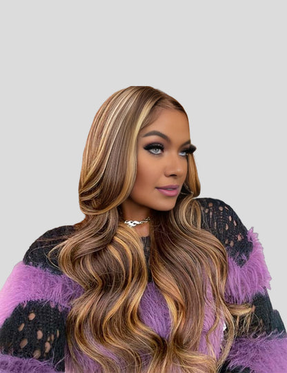 Balayage Highlight Wigs Body Wave 13x4 Lace Front Wigs HD Frontal Lace Wigs