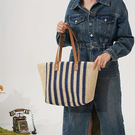 Beach bag straw tote bag handmade woven bag for women |PRUSES-2