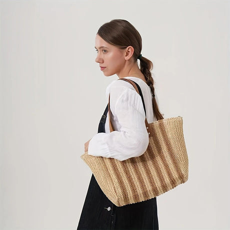 Beach bag straw tote bag handmade woven bag for women |PRUSES-3