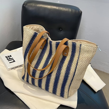 Beach bag straw tote bag handmade woven bag for women |PRUSES