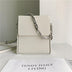 Beige Summer Leather Crossbody Box Bag Purse with Silver Chain