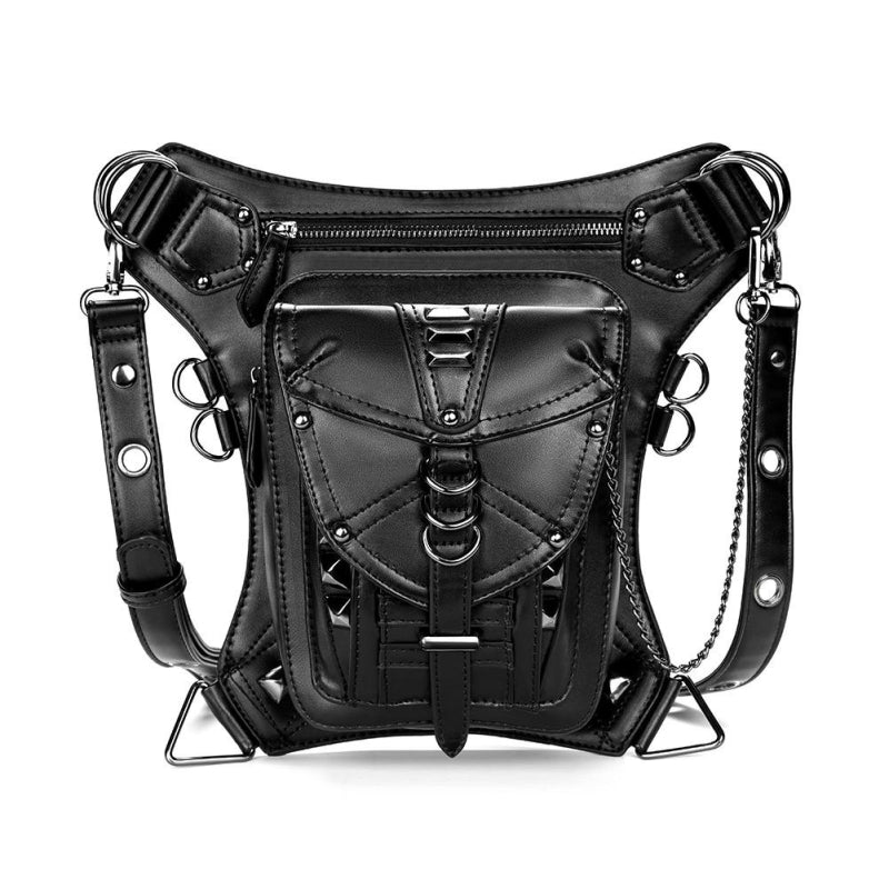 Black Belt Pocket Punk Waist Bag Women's Motorcycle Bag| PRUSES