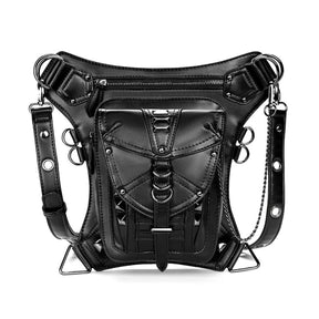 Black Belt Pocket Punk Waist Bag Women's Motorcycle Bag| PRUSES