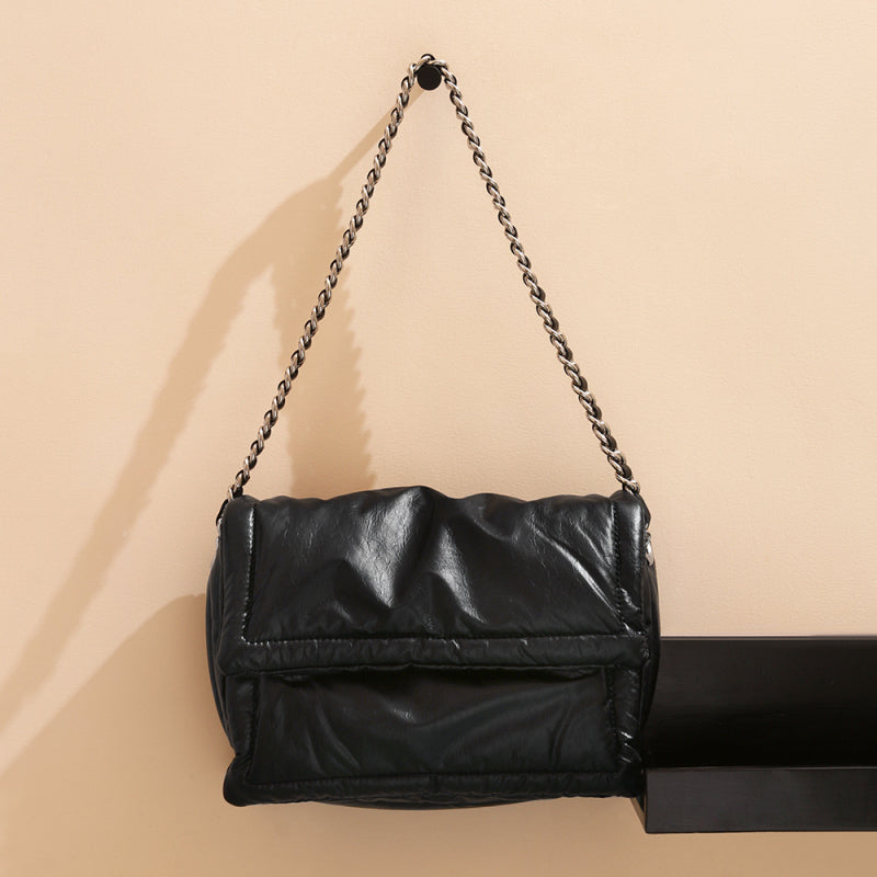Black Chain Pillow Bags Women's Large Shoulder Bag-2