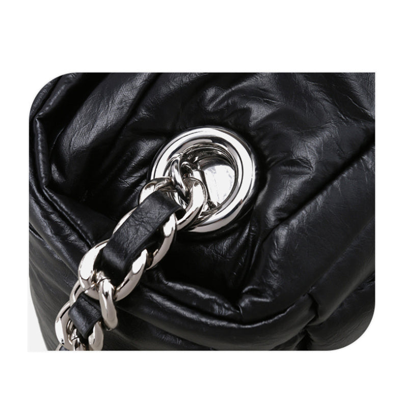 Black Chain Pillow Bags Women's Large Shoulder Bag-5