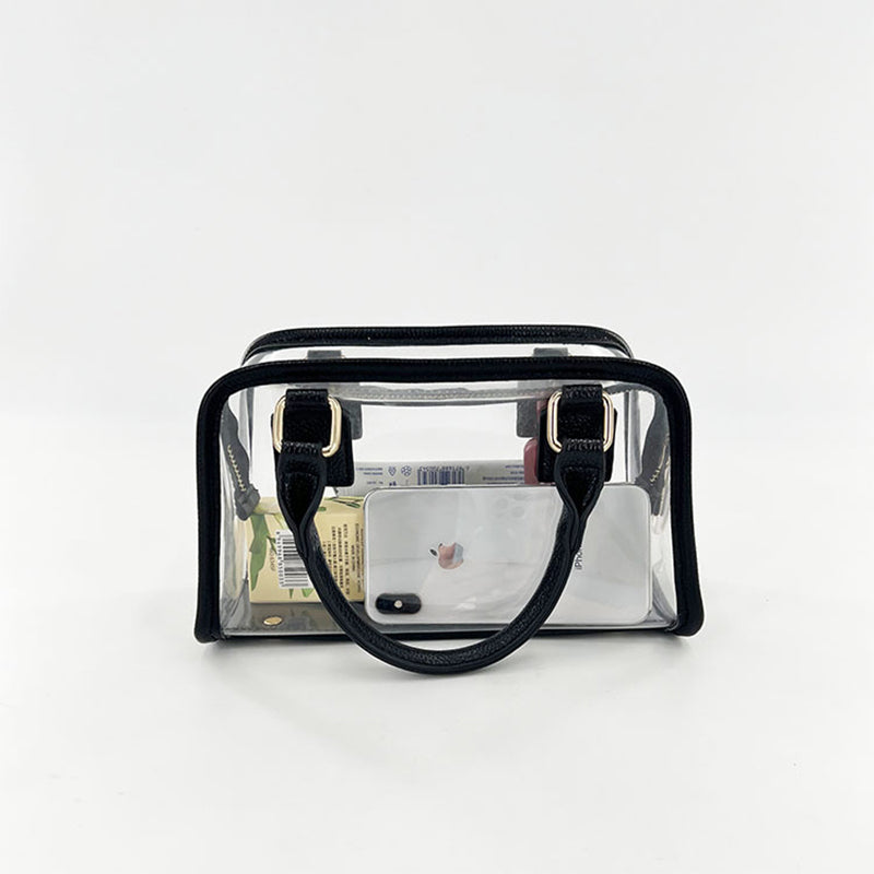 Black Clear Top Handle Crossbody Purse Transparent Jelly Bags| PRUSES-1