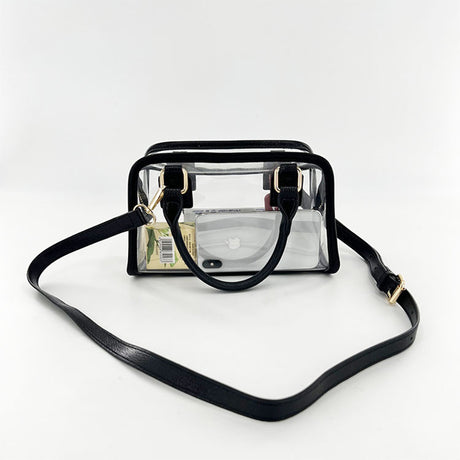Black Clear Top Handle Crossbody Purse Transparent Jelly Bags| PRUSES-2